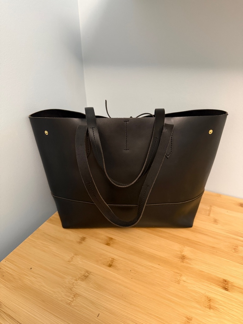 J. Crew Classic Uptown Black Leather Tote Computer Shoulder Bag Purse JCrew